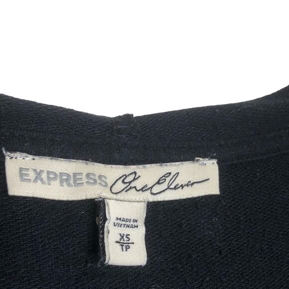 Express Black Cropped Lace Up Hoodie Sweatshirt Corset Style Extra Small - Picture 7 of 8